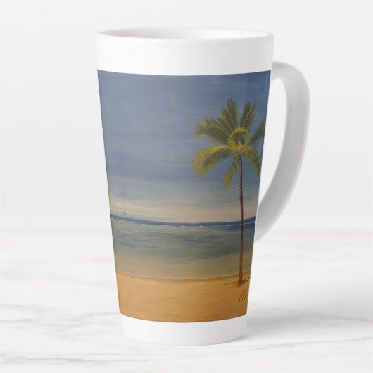 Tasse Latte Palmier solitaire sur la plage, par Gary Poling (Angle droit)