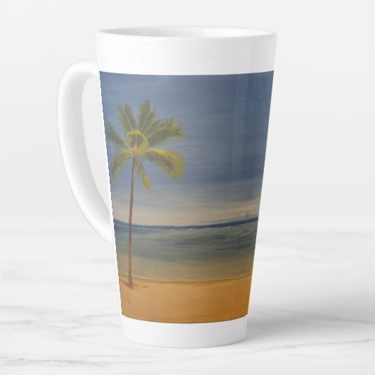 Tasse Latte Palmier solitaire sur la plage, par Gary Poling (Angle gauche)