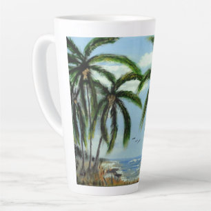 Tasse Latte Palmiers Abstraits