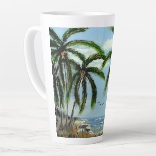 Tasse Latte Palmiers Abstraits (Angle gauche)