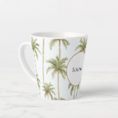 Tasse Latte Palmiers blancs verts tropicaux (Angle gauche)