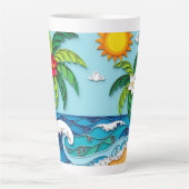 Tasse Latte Palmiers sur la Plage (Devant)