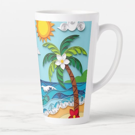 Tasse Latte Palmiers sur la Plage (Droite)