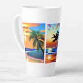 Tasse Latte Palmiers tropicaux et couleur océan (Angle gauche)