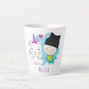 Tasse Latte Pals de caricature mignonnes - Bonne licorne et oi