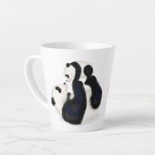 Tasse Latte Panda et petit 'Meilleure maman jamais' latte muet (Angle gauche)