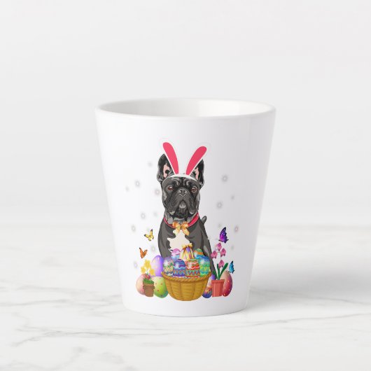 Tasse Latte Panier d'oeufs de Pâques pour chien-taureau frança (Devant)