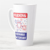Tasse Latte Panneau d'avertissement de feux d'artifice (Angle gauche)