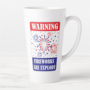 Tasse Latte Panneau d'avertissement de feux d'artifice