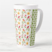 Tasse Latte Panneau Retro Pink Spring Birds (Angle droit)