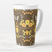 Tasse Latte Pansies jaunes, oiseaux et papillons (Angle droit)