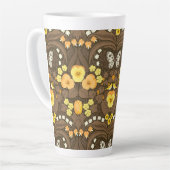Tasse Latte Pansies jaunes, oiseaux et papillons (Angle gauche)