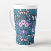 Tasse Latte Pansies, oiseaux et papillons (Angle gauche)