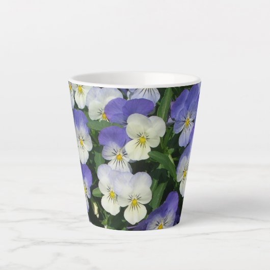 Tasse Latte Pansies violettes Jardin Floral (Devant)