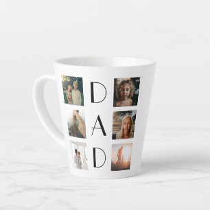 Tasse Latte Papa 6 Photo Collage Cute Elegant Fête du Père