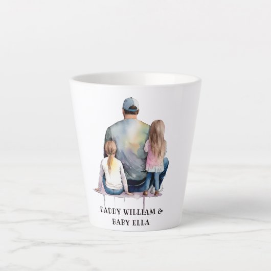 Tasse Latte Papa et filles personnalisées (9) (Devant)
