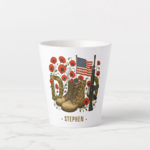 Tasse Latte Papa patriotique - Drapeau américain avec Bottes d