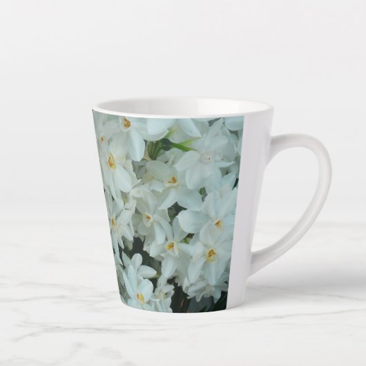 Tasse Latte Paperwhite Narcissus Fleurs blanches délicates (Droite)