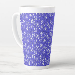 Tasse Latte Papier peint baroque - motif fleur bleue