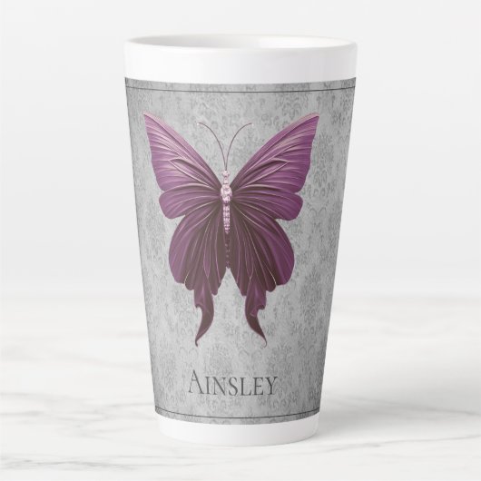 Tasse Latte Papillon à bijoux Magenta (Devant)