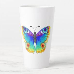 Tasse Latte Papillon Arc-en-ciel Paon Yeux