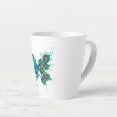 Tasse Latte Papillon aux plumes de paon vert (Angle droit)