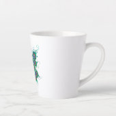 Tasse Latte Papillon aux plumes de paon vert (Droite)
