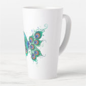 Tasse Latte Papillon aux plumes de paon vert (Angle droit)