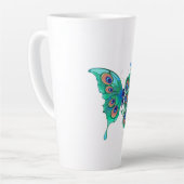 Tasse Latte Papillon aux plumes de paon vert (Angle gauche)