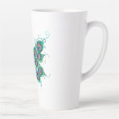 Tasse Latte Papillon aux plumes de paon vert (Droite)