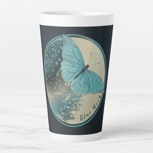 Tasse Latte Papillon bleu lune (Devant)