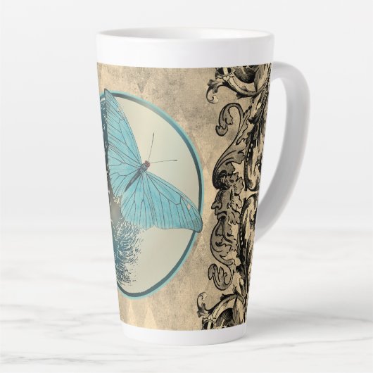 Tasse Latte Papillon bleu lune (Angle droit)