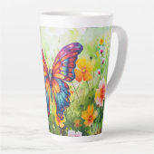 Tasse Latte Papillon Bleu Orange ailes (Angle droit)