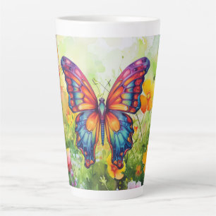 Tasse Latte Papillon Bleu Orange ailes