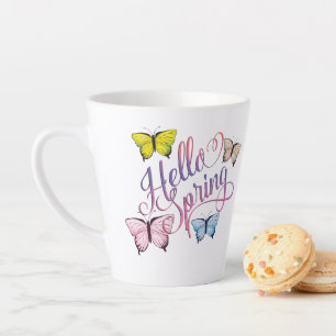 Tasse Latte Papillon Bonjour Printemps