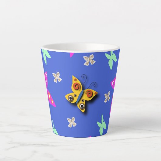 Tasse Latte Papillon coloré (Devant)