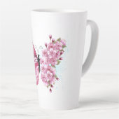 Tasse Latte Papillon de fleurs avec Sakura rose (Angle droit)