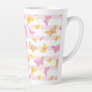 Tasse Latte Papillon doré et rose