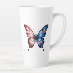 Tasse Latte Papillon du drapeau américain