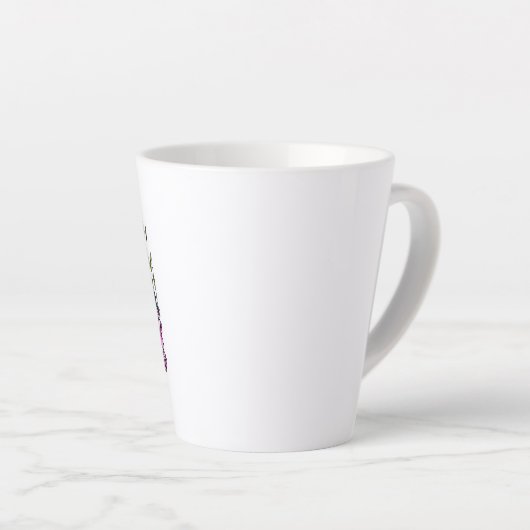 Tasse Latte Papillon et fleurs Guillemet ou nom personnalisé W (Angle droit)