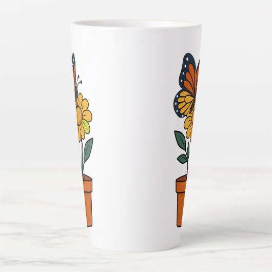 Tasse Latte papillon et tournesol (Devant)