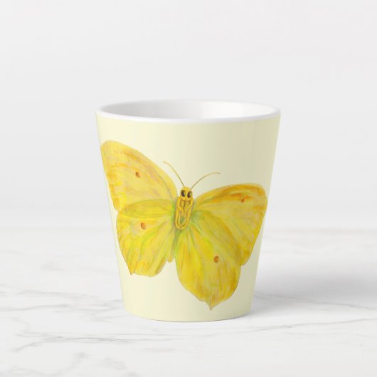Tasse Latte Papillon jaune Volant de pierre de taille commune (Devant)