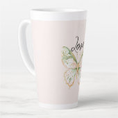 Tasse Latte Papillon Rose Blush Vert Menthe Or (Angle gauche)