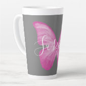 Tasse Latte Papillon rose Cancer du sein Survivant (Angle gauche)
