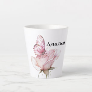 Tasse Latte Papillon Rose Pâle  