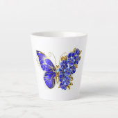 Tasse Latte Papillon saphir à fleurs (Devant)