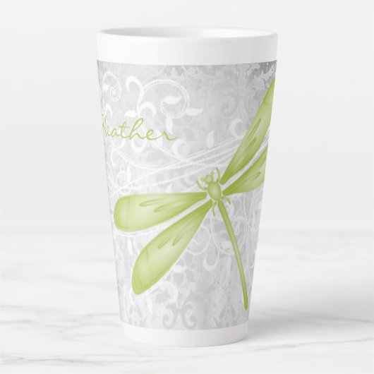 Tasse Latte Papillon vert en latte personnalisée (Devant)