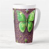 Tasse Latte Papillon vert en optique 3D (Angle droit)