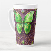 Tasse Latte Papillon vert en optique 3D (Angle gauche)