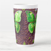 Tasse Latte Papillon vert en optique 3D (Devant)